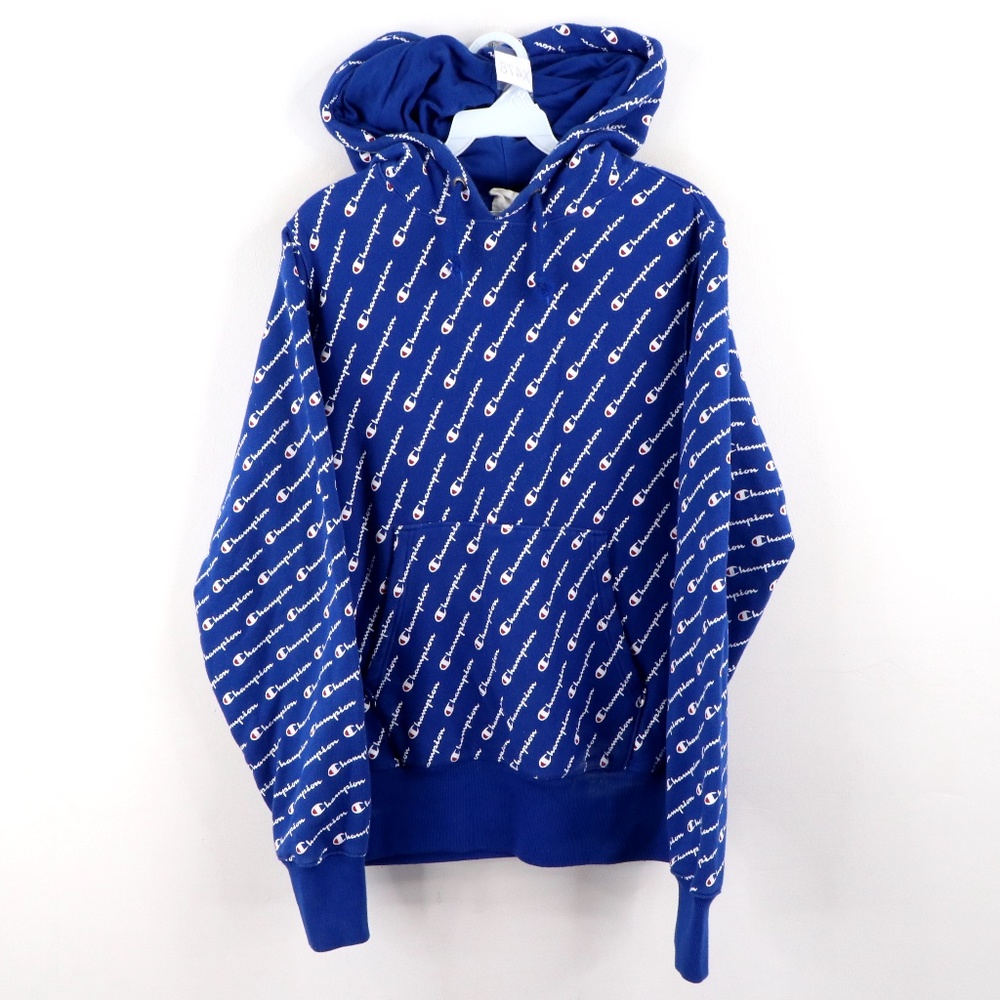 Champion Reverse Weave All Over Print Hoodie Blue - image 1